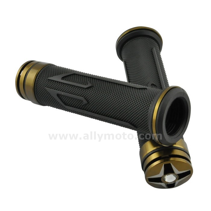 CNC Aluminum Rubber Gel Hand Grips – Universal Fit For 7/8” Handlebar, Motorcycle ATV, Black, 1 Year Warranty